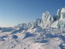 Vestfonna Abbruchkannte mit Eisbärenspuren, Nordaustlandet, Svalbard