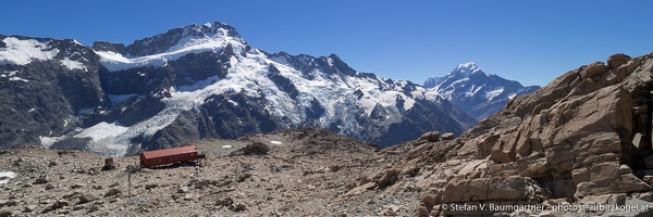 Mueller Hut inmitten der Berge